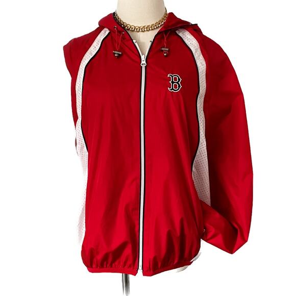 Boston Red Sox MLB hooded zip off sleeve vest/windbreaker women's size XL - Picture 1 of 7